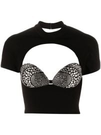 AREA Mussel Cup crystal-embellished T-shirt - at Farfetch